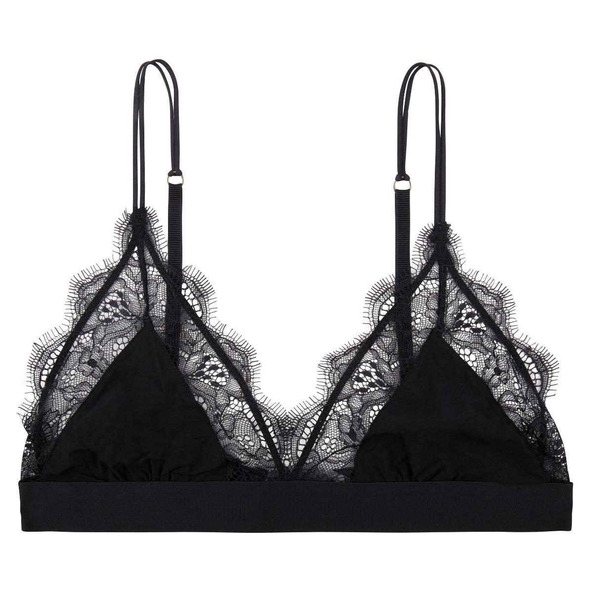 Fits Everybody lace-trimmed stretch soft-cup triangle bra - Marble