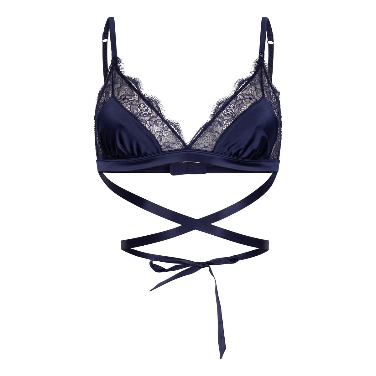 Love & Other Things lace lingerie set in cobalt blue
