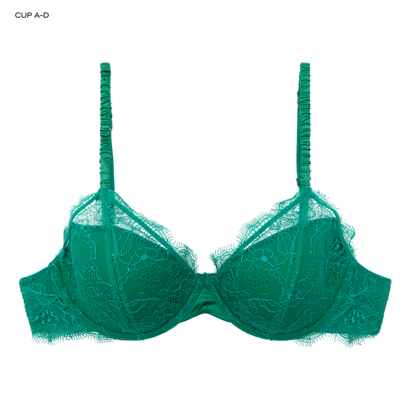 Love Stories Love Scallop-trimmed Corded Lace Triangle Bra in Green